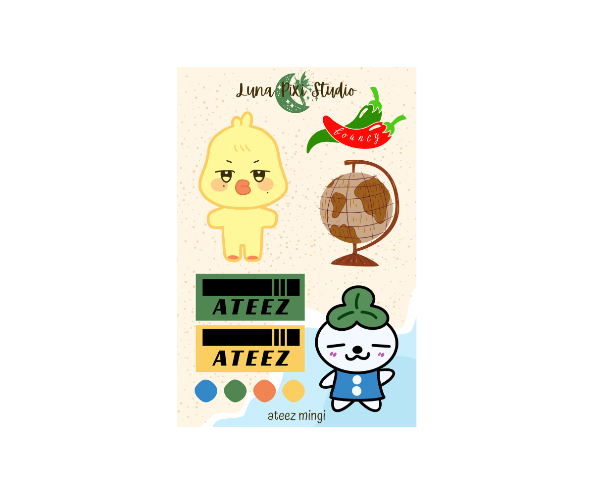 Ateez Mingi Mini Sticker Sheet