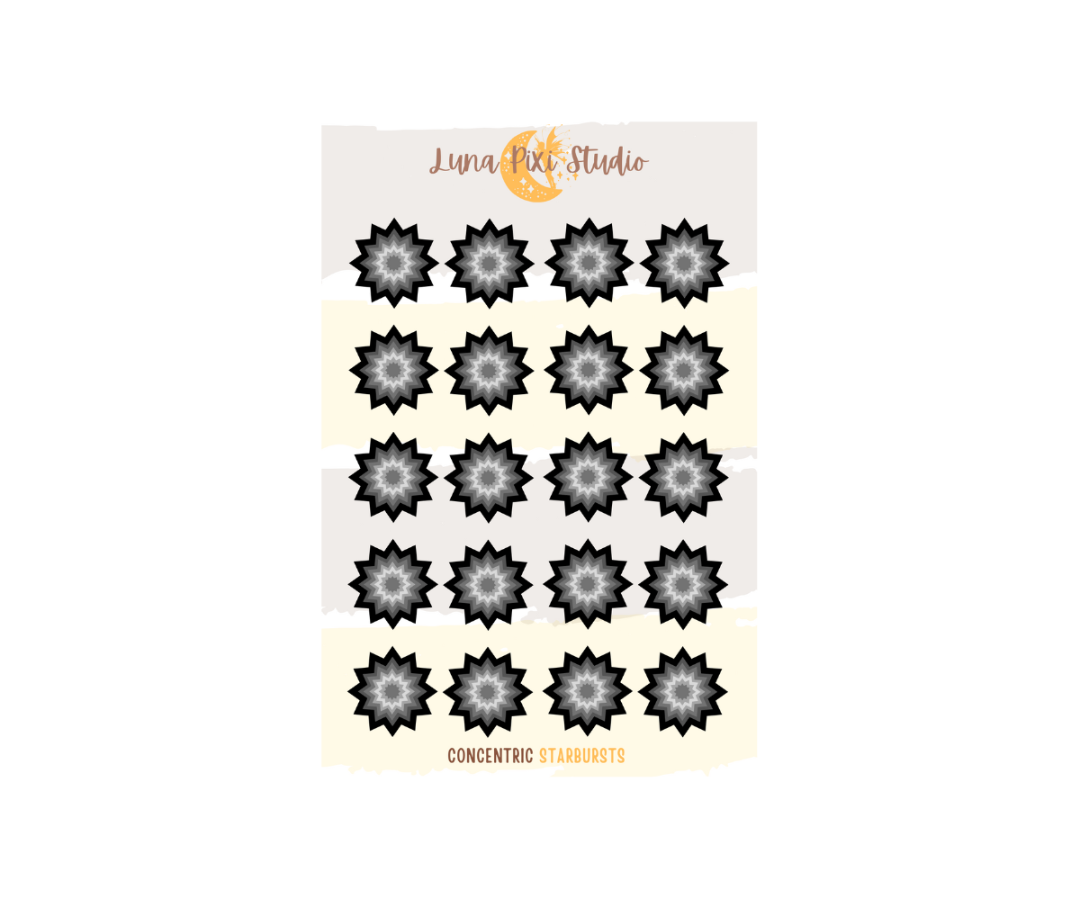 Concentric Starbursts Stickers
