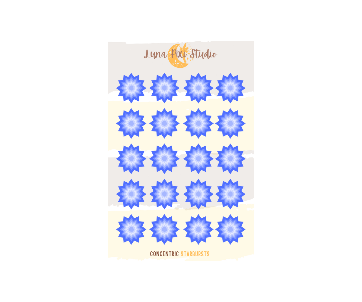 Concentric Starbursts Stickers