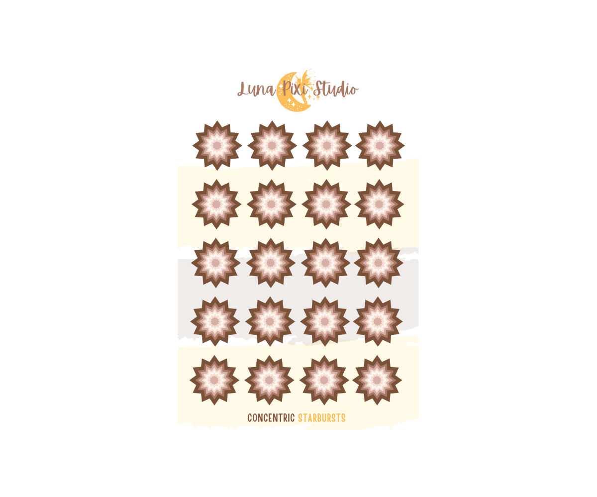 Concentric Starbursts Stickers