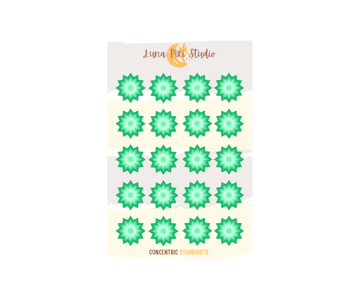 Concentric Starbursts Stickers