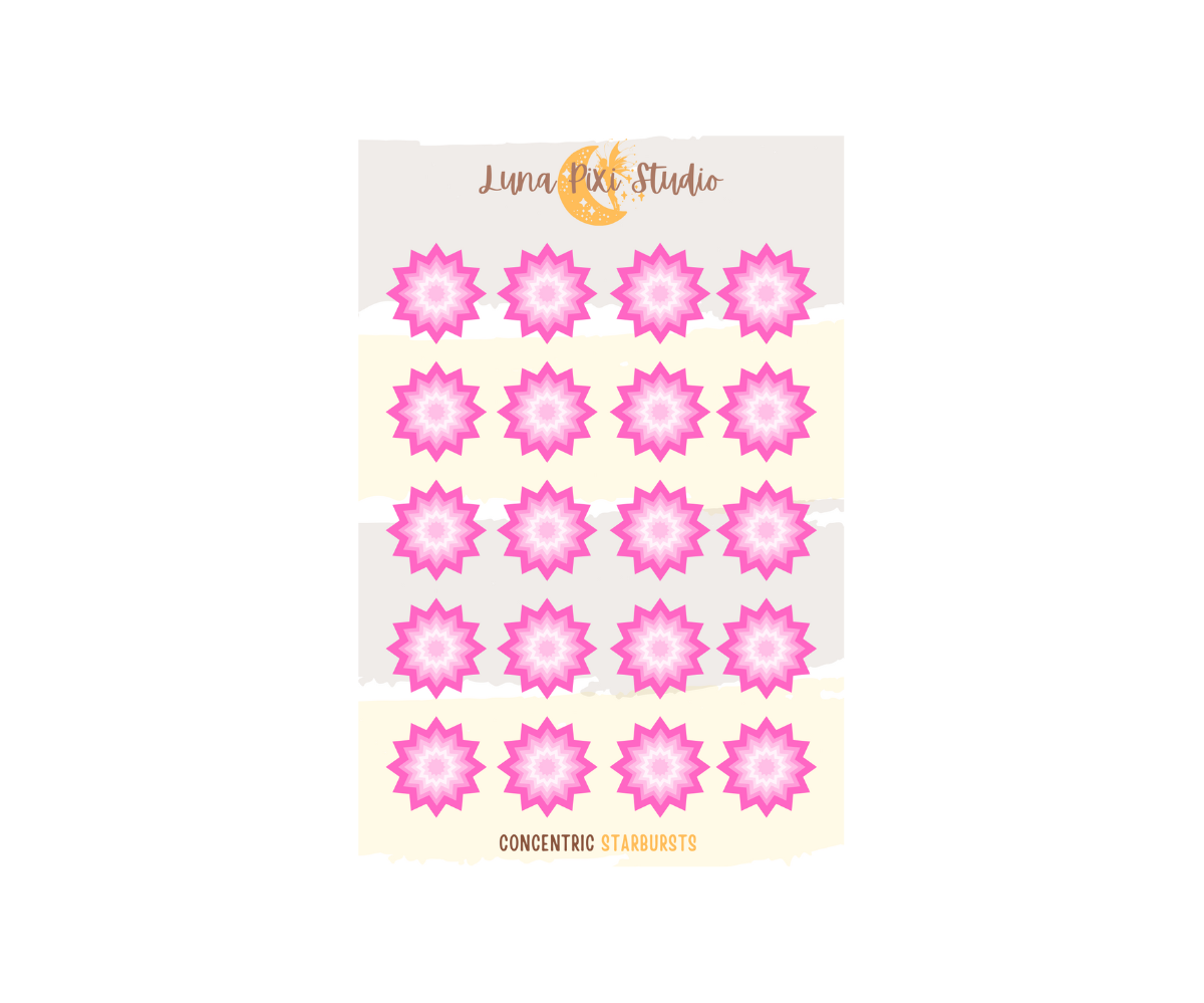 Concentric Starbursts Stickers
