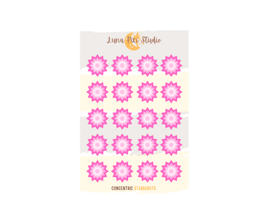 Concentric Starbursts Stickers