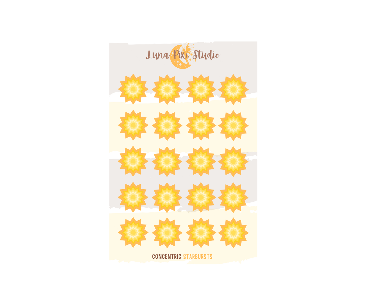 Concentric Starbursts Stickers